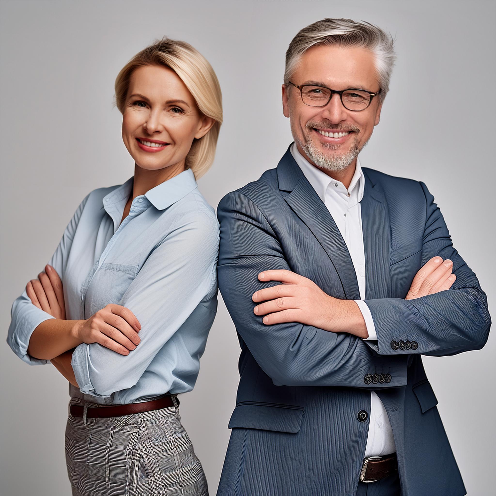 zwei fröhliche Berufserfahrene Menschen - KI generiert